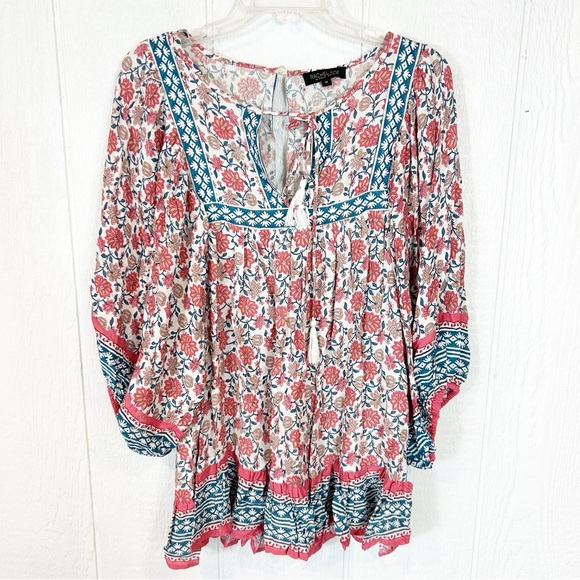 Rachel Zoe Floral Print Peasant Tunic Top Medium - Picture 1 of 1